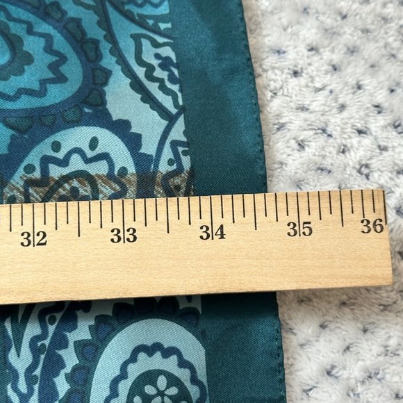 Adrienne Vittadini Scarf Womens Square 34" Brown Blue Floral Flowers Silk Vintag - Picture 10 of 11